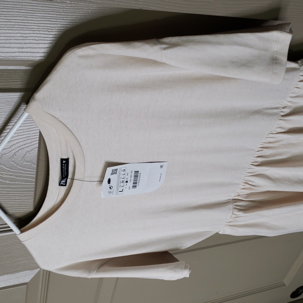 Zara Cream Tiered Midi Dress NWOT - Picture 2 of 6